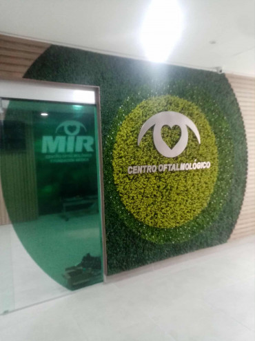 Letras corporeas metalicas sobre jardin vertical 